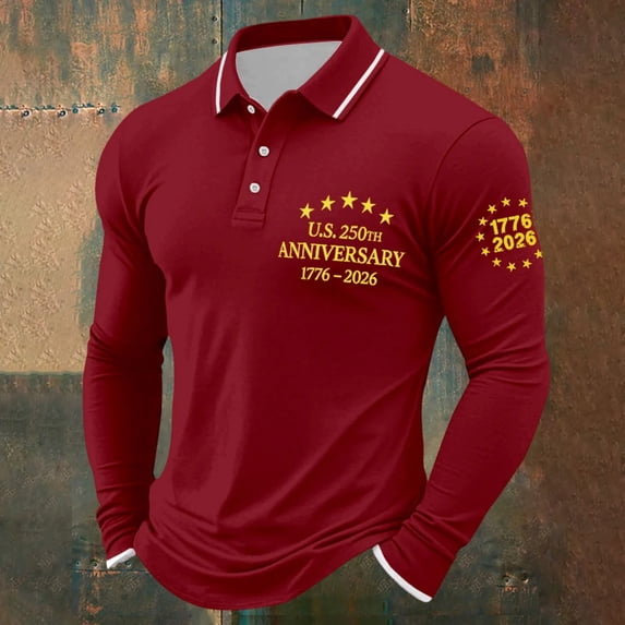 ibiyuan 250 Anniversary Usa Shirt Mens Long Sleeve Button Down Shirts Henley Shirts Mens Polo Shirt 4th July Men Shirts Soft Workout Tops