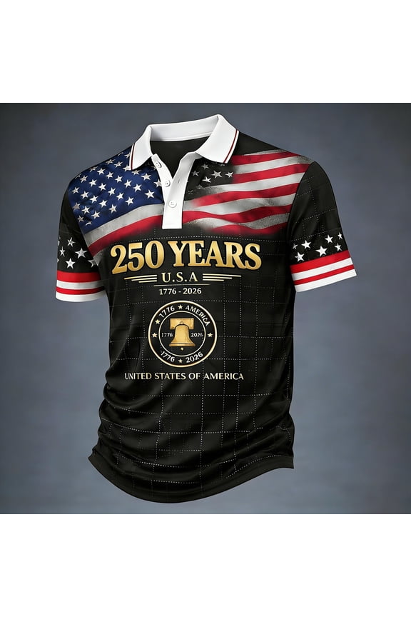 250th Anniversary Usa Shirt Mens Button Down Shirt Henley Shirts Mens Polo Shirts 4th Of July Mens White Tee Shirts Cotton Tops
