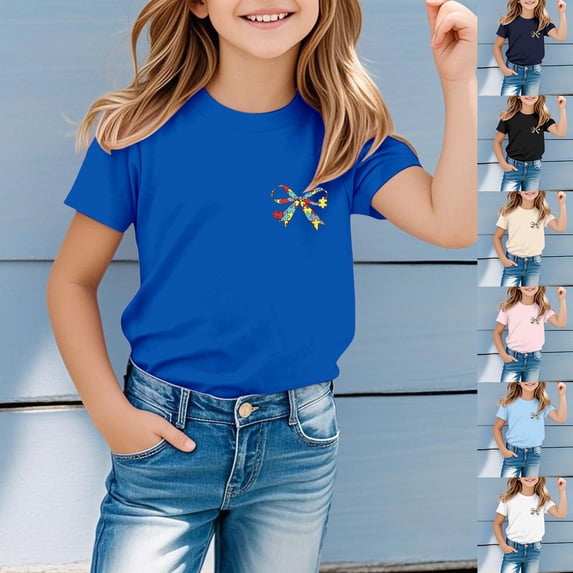 ibiyuan Autism Awareness Shirt For Kid-Autism Month Tee Tops April Be Kind Short Sleeve Boy Girl Teen Toddler,Black