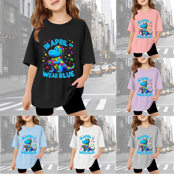 ibiyuan Autism Awareness Shirt For Kid Boys Girls Blue Autism T-Shirts Autism Puzzle Heart Tee Gifts Tops,White