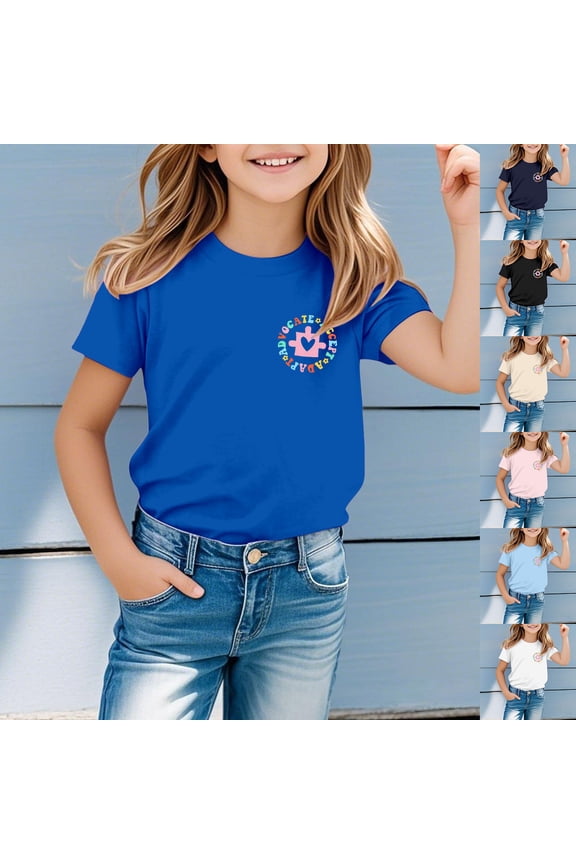 Autism Awareness Shirt Kids Autistic Tshirt Puzzle Heart Graphic Tee Inspirational Tops for Toddler Boys Girls,Blue