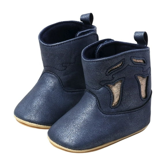 ibiyuan Baby Boots Leather Western Cowboy Bootie Soft Sole Nonslip Crib Shoes For Toddler Girls Boys Learning Walking First Shoes