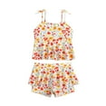 thumbnail image 1 of ibiyuan Baby Girls' Swimwear ,2 Piece Adjustable Straps Ruffle Bathing Suit Rash Guard Tankini Sets with Belt Allover Printed Swimwear Set Girl,4 Years, 1 of 9