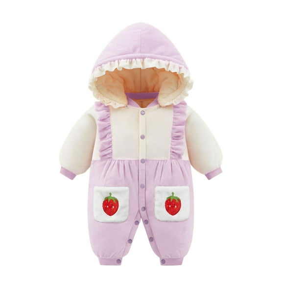 ibiyuan Baby Jumpsuit,Warm Winter For Boys Hooded And Lined For Outdoor Adventures Soft And Cozy Baby Jumpsuit Ideal For Daily Wear Toddler Clothing,Purple,3-6 Months