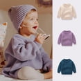 thumbnail image 1 of ibiyuan Baby Sweater Newborn Baby Girl Clothes Ruffle Solid Crewneck Knit Pullover Sweater Long Sleeve Warm Basic Winter Layering Top for Kids, 1 of 5