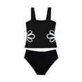 thumbnail image 1 of ibiyuan Baby Swim Suit Girl Two Piece Adjustable Straps Bathing Suit with Cover Up Skirt Cute Ruffle Girls Tankini Swimsuit with Chest Pad Tropical Floral Swimwear for Teens,9-10 Years, 1 of 4