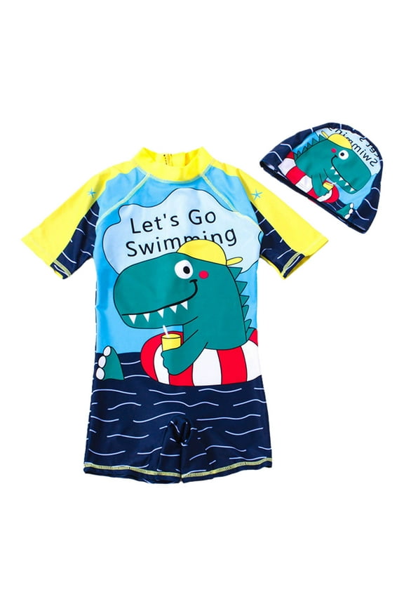 Baby Swimsuit Boy Baby Boys Swimsuit Summer Beach Rash Guard Swimwear One Piee Sunsuit With Sun Hat,8-9 Years