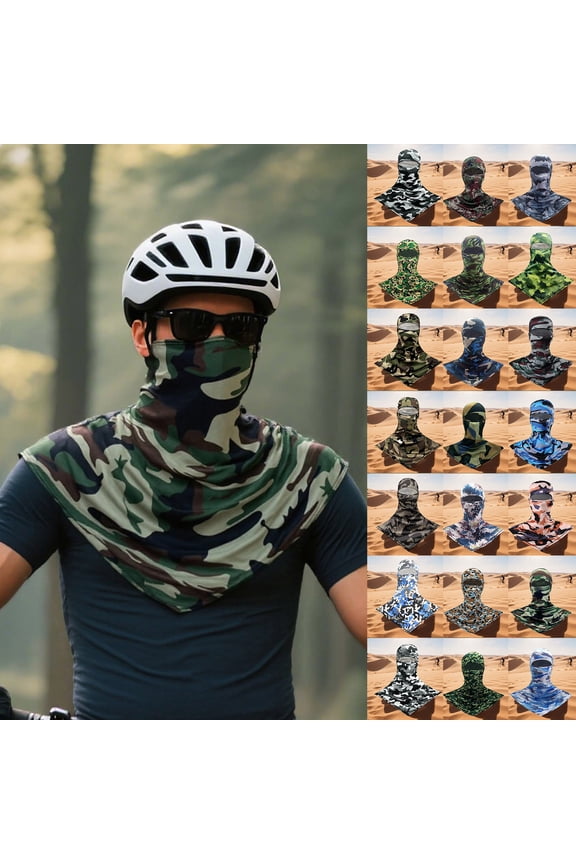 Balaclava Face Mask Men Printed Mesh Sun Protective Head Wrap Breathable Elastic Scarf Fashion Outdoor Headwear for Men Women Daily Sports Leisure