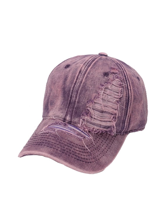 Baseball Cap Women Women's Hats Men's and Women's Washed Solid Color Baseball Cap with Eyelets for Outdoor Sun
