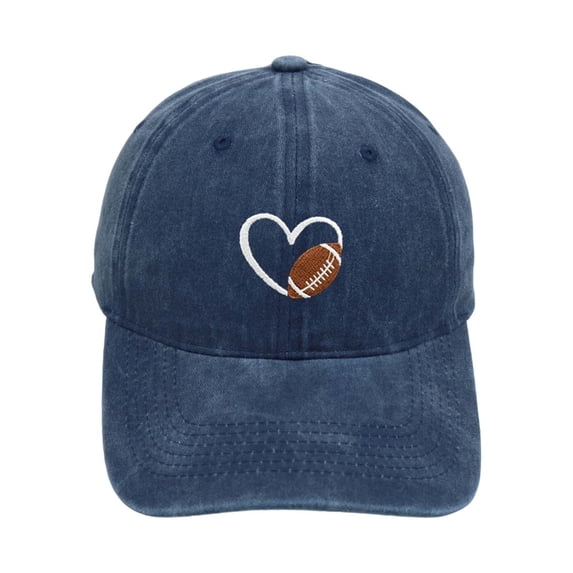 ibiyuan Baseball Hats for Women Hats for Men Unisex Washed Baseball Cap Featuring Embroidered Heart Football Design Adjustable Sports Sun Hat For Outdoor Activities