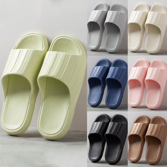 ibiyuan Bedroom Slippers Women Womens Sandals Wide Width Non- Soft Slides for Men Open Toe Rubber Sole Shower Shoes Women for Indoor & Outdoor