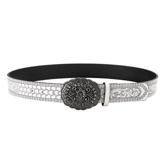 ibiyuan Belt For Men Men's Engraved Buckle Belt with Embossed Feather Design for Stylish Casual and Party Attire Leather Accessory