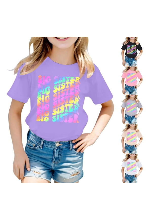 Big Sister Shirt Girls Promoted To Big Sis Girls T Shirts Big Sis Announcement Short Sleeve Shirts Cute Shirts for Girls Big Sister Gift Basic Tees Girl Tops 4t