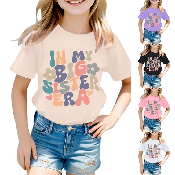 ibiyuan Big Sister Shirts for Girls 14-16 Promoted To Big Sis Girls T Shirts Announcement Girl Short Sleeve Kids Shirts Girls Sibling Outfits Tee Baby Girl Tops