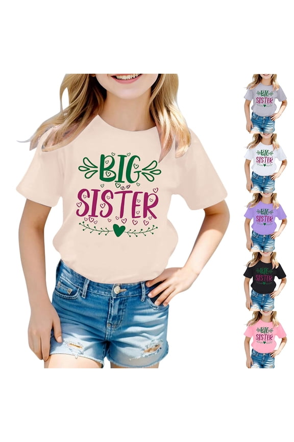 Big Sister Shirts for Girls 14-16 Promoted To Big Sister Girls Tshirts Baby Announcement Casual Short Sleeve Shirts for Girls Big Sister Gifts Basic Tee Toddler Girl Tops