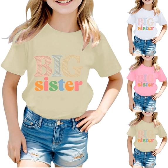 ibiyuan Big Sister Shirts for Girls Size 10 Promoted To Girls Outfit T-Shirt Big Sis Announcement Graphic Short Sleeve Kids Shirts Girls Big Sister Gift Tee Toddler Girl Tops