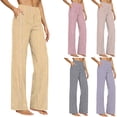 thumbnail image 1 of ibiyuan Boho Pants for Women High Waist Wide Leg Women's Palazzo Pants Stretchy Linen Trousers for Women Drawstring Cotton Lounge Pants Women for Summer, 1 of 5