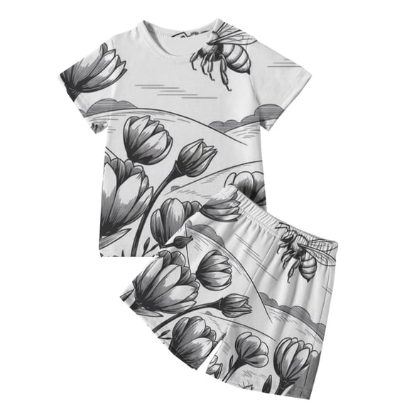 ibiyuan Boys Clothes Size 10-12 Youth Boys Casual Summer Short Sleeve Outfit Set Letter Print Round Neck T-Shirt Elastic Waist Shorts 2 Piece,6-7,White