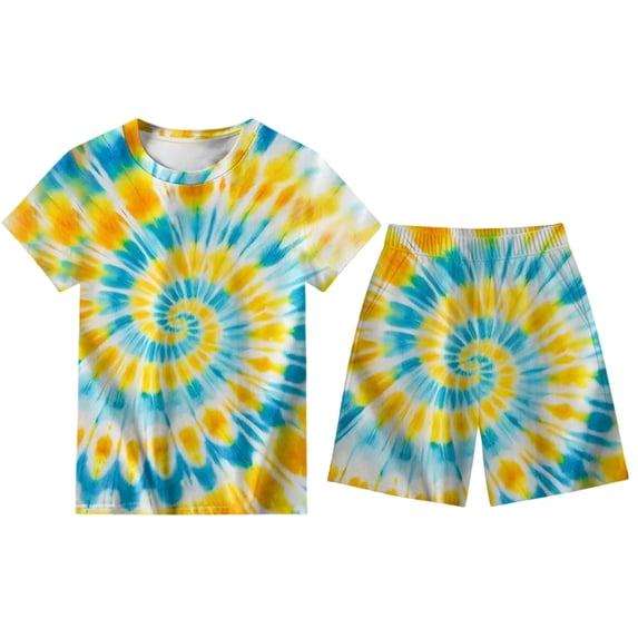 ibiyuan Boys Clothes Size 10 Crew Neck T-Shirt Letter Print Shorts 2 Piece Cotton Graphic Hearts Toddler Boy Outfits,7-8 Years,Yellow