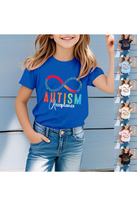 Boys Girls Autism Awareness Shirt Toddler Different is Beautiful Heart Graphic Tee Kids Autistic Outfit Tops,Beige