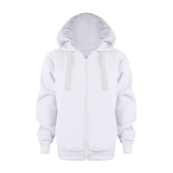 ibiyuan Boys Hoodies Size 7 Girls Back To School Clothes Sweatshirt Color Solid Zip Jackets Long Hoodie Top Sleeve Up Girls Kids Boys Coat&jacket,White,7-8 Years