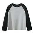 thumbnail image 1 of ibiyuan Boys Long Sleeve Shirts Size 6 Boys Long Sleeve T-Shirt for Spring and Autumn Comfortable Round Neck Solid Color Top for Kids,Black, 1 of 5