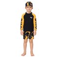 thumbnail image 1 of ibiyuan Boys One Piece Swimsuit Size 6 Boys Dinosaur Print Swimwear Long Sleeve Rash Guard Swim Shirt And Trunks With Swim Cap For Sun Beach Pool,3-4 Years, 1 of 9