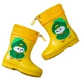 thumbnail image 1 of ibiyuan Boys Rain Boots Waterproof Shoes Flexible Cute Printed Natural Rubber Toddler Rainboots Adjustable Drawstring Non- Sole Shoes Outdoor Fishing Shoes with Easy-On,10-12Years, 1 of 3