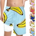 thumbnail image 1 of ibiyuan Boys Swim Trunks with Mesh Liner Quick Dry Kids Bathing Suits Drawstring Waist Cargo Pocket Pool Shorts Cute Print Basketball Shorts Soft Stretch Swimwear, 1 of 6