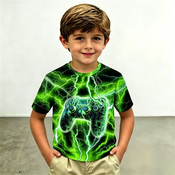 ibiyuan Boys T Shirt Kids Short Sleeve Tie Dye Shirt Neon 3D Graphic T Crewneck Tops Sports Shirts for Boys Girls Size 6-16
