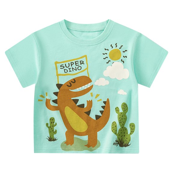 ibiyuan Boys T Shirts Size 8,Children's Short Sleeve T Shirts Cartoon Dinosaur Summer Outfits Baby Clothes (1 10y)