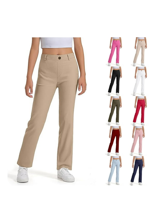 Boys Uniform Pants Boys Chino Pants School Uniform Stretch Straight Fit Flat Front Comfortable Waistband Youth Trousers,Navy