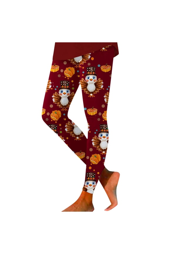 Capri Leggings for Women Thanksgiving Turkey Print Leggings Comfortable Stretchy Breathable Workout Yoga Pants Soft High Waisted Casual Athletic Wear