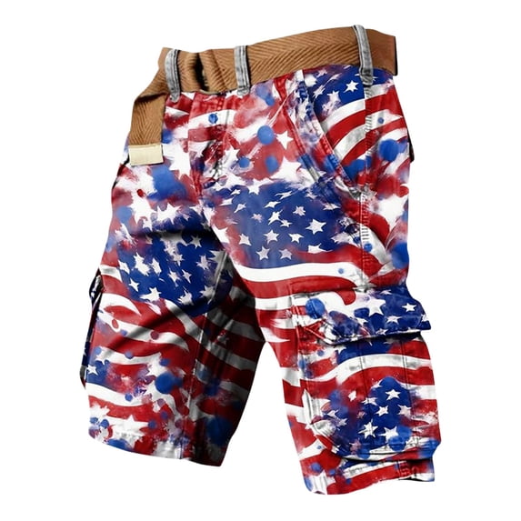ibiyuan Cargo Shorts Men Multi Pockets 250 Anniversary 4th Of July Usa Shorts Y2k Mens Golf Shorts