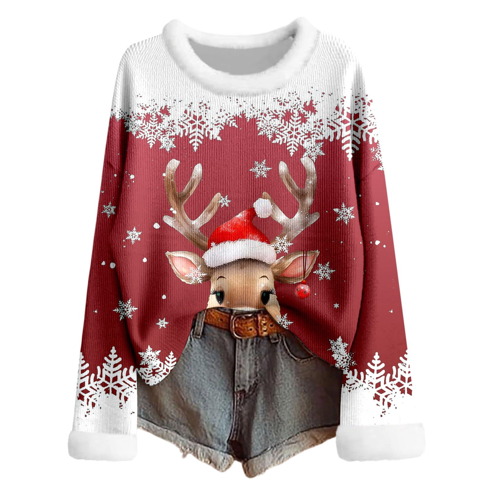 Vintage Christmas Seamless Pattern Print Casual Knit Pullover Sweater main image 0