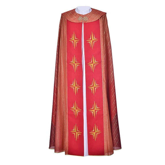 ibiyuan Priest Chasuble with Embroidered Gold Crosses Cloaks Vestment, One Size Fits All