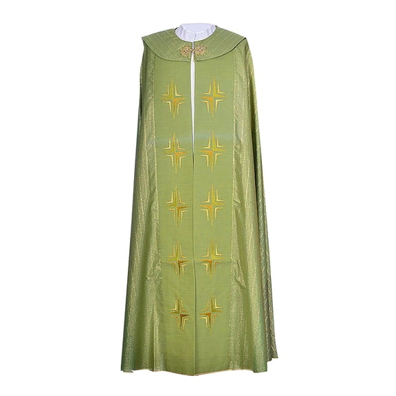 ibiyuan Priest Chasuble with Embroidered Gold Crosses Cloaks Vestment, One Size Fits All