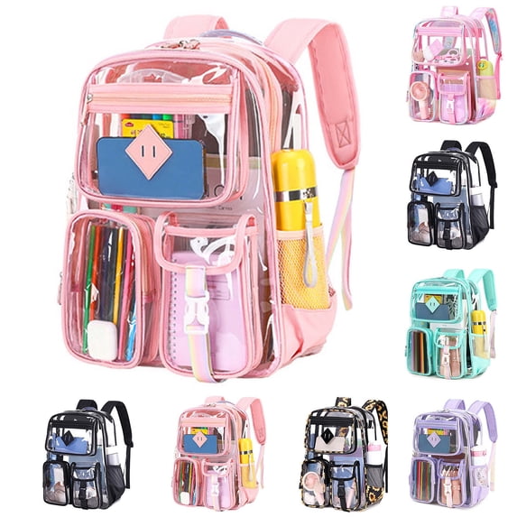 ibiyuan Clear Backpack for Women Men , Transparent See Through Backpack, Large Bookbag for Sport College Work Travel Security Clear Bag For Stadium Events