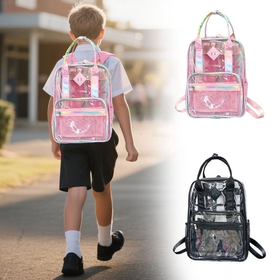 ibiyuan Clear Backpack for School, Clear Bookbag for Teen PVC Heavy Duty Transparent Backpack for Ages 3th 4th 5th 6th