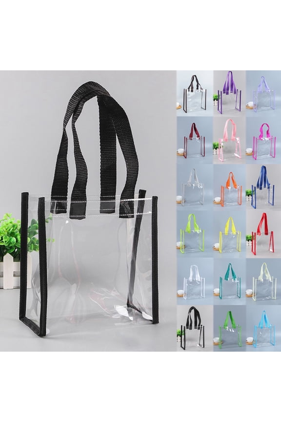 Clear Gift Bags with Handles Clear Tote Bag Transparent Shoulder Handbag for Women for Shopping, Work, Sports Games, School, Concert