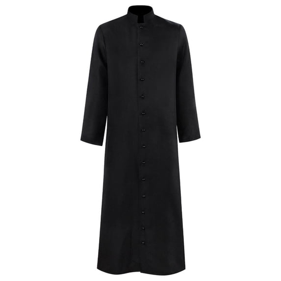 ibiyuan Clergy Roman Cassock Adults Priest Robe Liturgical Vestment Preacher Altar Server Halloween Dress Up Style Single Breasted