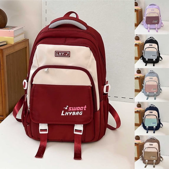 ibiyuan College Backpack Student Adjustable Book Bag with Pockets Printed Back To School Supplies Daily Use / Everyday Carry,One Size,Purple