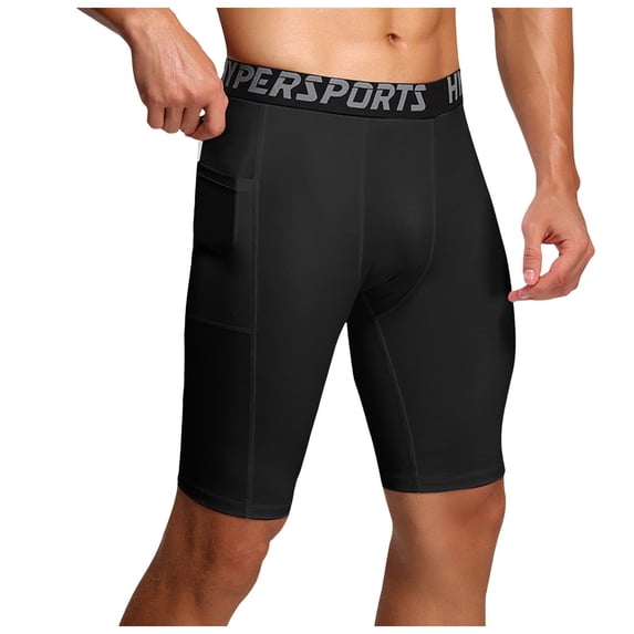ibiyuan Compression Shorts Men with Pocket Mens Gym Shorts Spandex Running Shorts Sport Athletic Workout Performance Underwear
