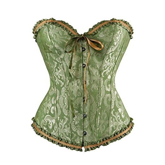 ibiyuan Corset Tops for Women,Vintage Floral Denim Corset Lingerie top,Renaissance Overbust Corset Push Up Bustier Top for Halloween Role Play