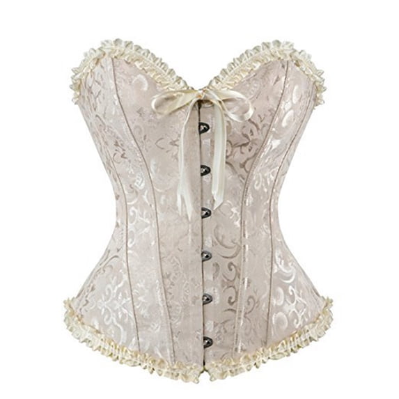 ibiyuan Corsets for Women Renaissance Floral Lace up Boned Overbust Corset Bustier Shapewear for Halloween Dress Up Party