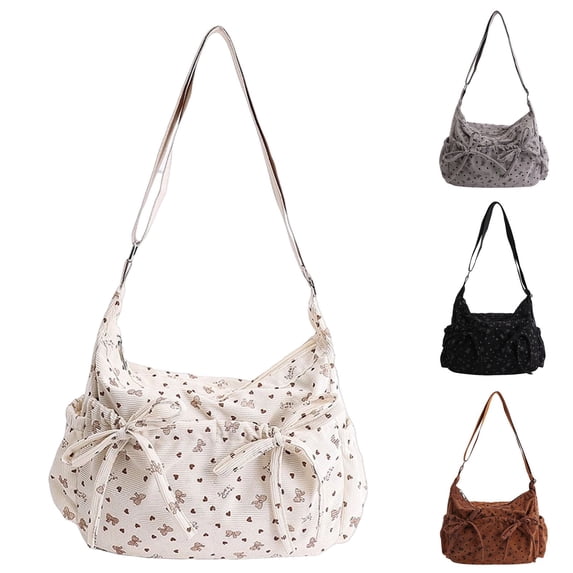 ibiyuan Crossbody Purses For Women Bow Decor Large Capacity Shoulder Tote Bag, Stylish Versatile Crossbody Casual Daypack Handbag for Women