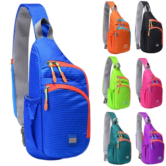 ibiyuan Crossbody Sling Backpack Nylon Zipper Fanny Pack Sling Bag, Side Pocket Single Shoulder Sports Chest Backpack for Outdoor Workout