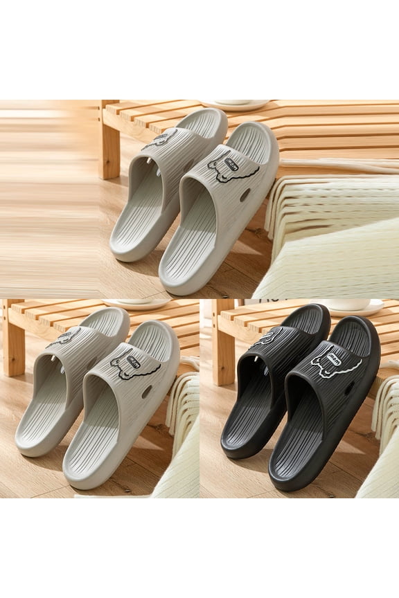 Cute Slippers For Women Men Cartoon Print Pattern Slippers Flat Soft Sole Non Slip Indoor Outdoor Casual Footwear