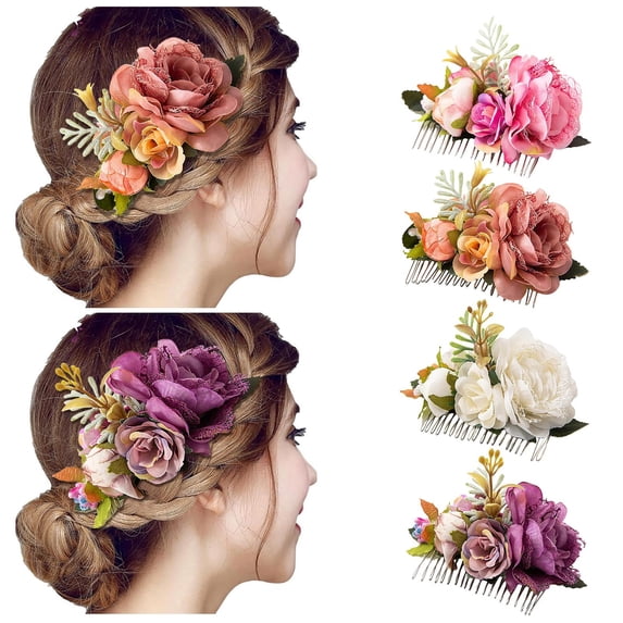 ibiyuan Derby Fascinator for Women Stylish Floral Metal Teeth Hair Combs Practical Flower Hair Barrettes Elegant Decorative Hair Accessories for Women Daily And Party Wear