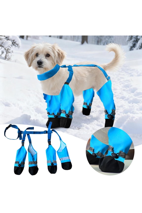 Dog Snowsuit with Attached Boots, Suspender Booties for Small Dogs Anti-, Pet Paws Protector -Proof Waterproof,Pet Snow Pants Shoes for Outdoor Walking Running Hiking Pants Boots,M